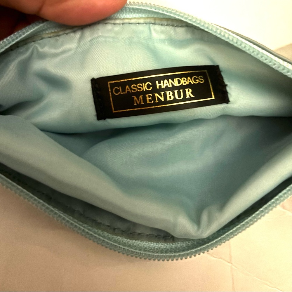 Vintage Menbur Elegant Light Blue Embroidered Women's Beaded Evening Bag Purse - Picture 5 of 7